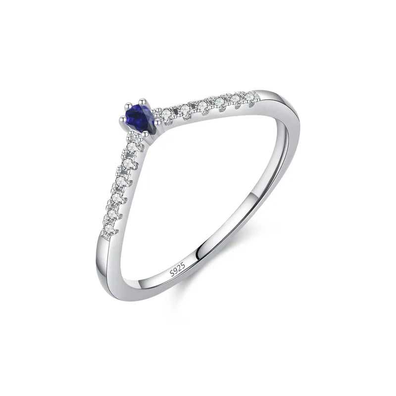 925 Sterling Silver Water Droplets Zircon Rings