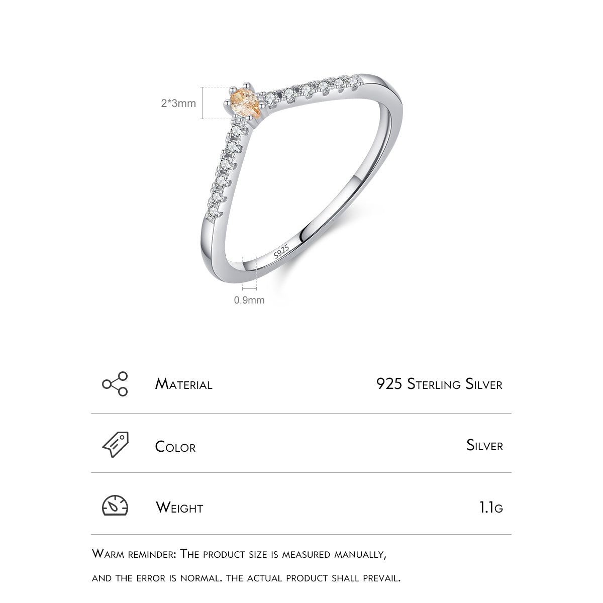 925 Sterling Silver Water Droplets Zircon Rings