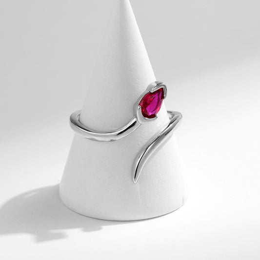925 Sterling Silver Snake Zircon Open Rings