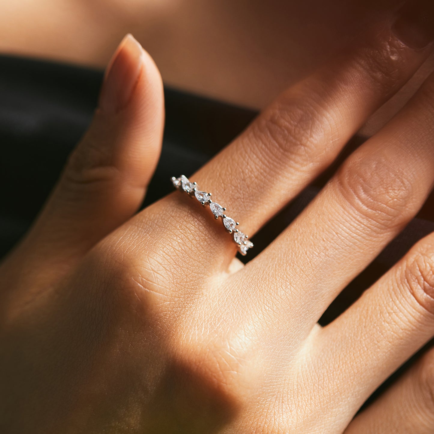 925 Sterling Silver Water Droplets Zircon Rings