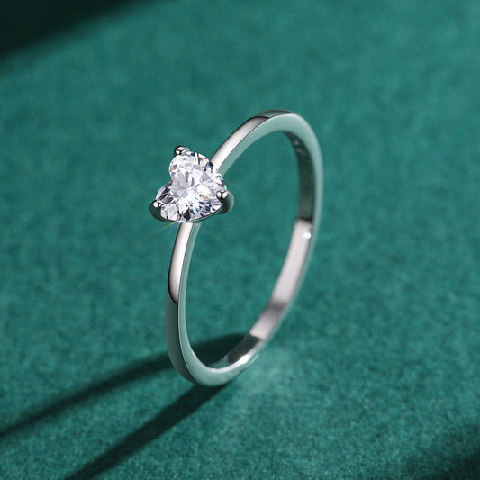 925 Sterling Silver Heart Shape Gem Zircon Rings