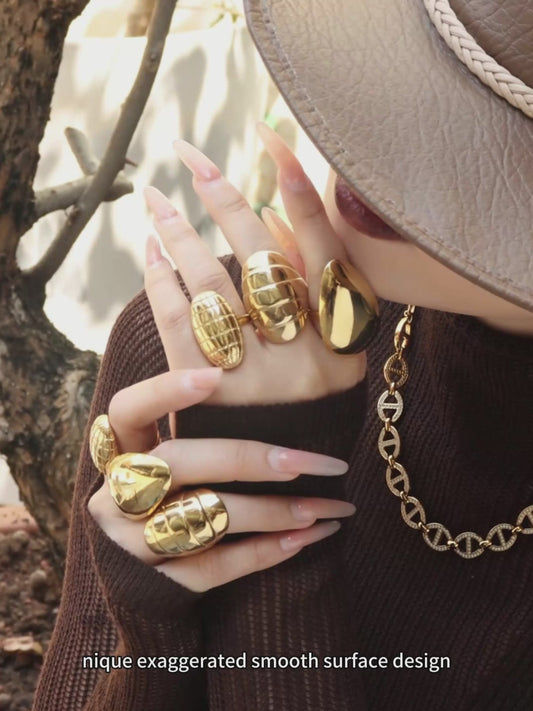 18K Gold Plated PVD Coating, Waterproof Non Tarnish, 0.03µm-0.05µm Thickness Rings