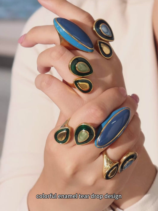 Waterproof Non Tarnish 18K Gold Plated PVD Coating and 0.03µm-0.05µm Thickness Rings